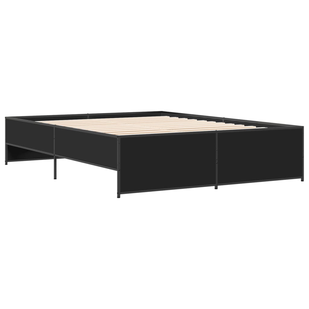 Giroletto Nero 140x200 cm in Legno Multistrato e Metallo | homemem39