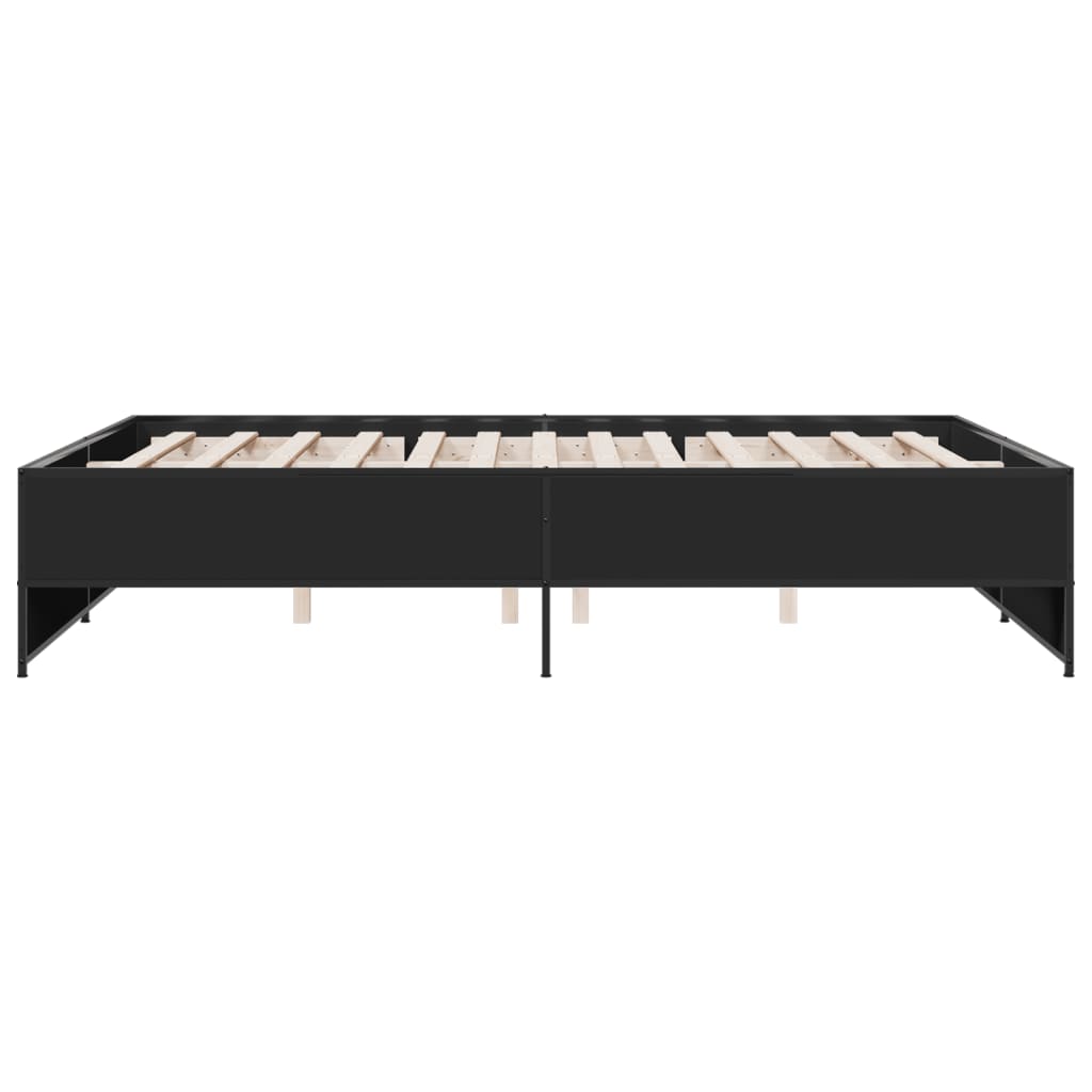 Giroletto Nero 140x200 cm in Legno Multistrato e Metallo | homemem39