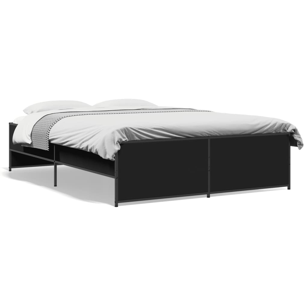 Giroletto Nero 120x200 cm in Legno Multistrato e Metallo | homemem39