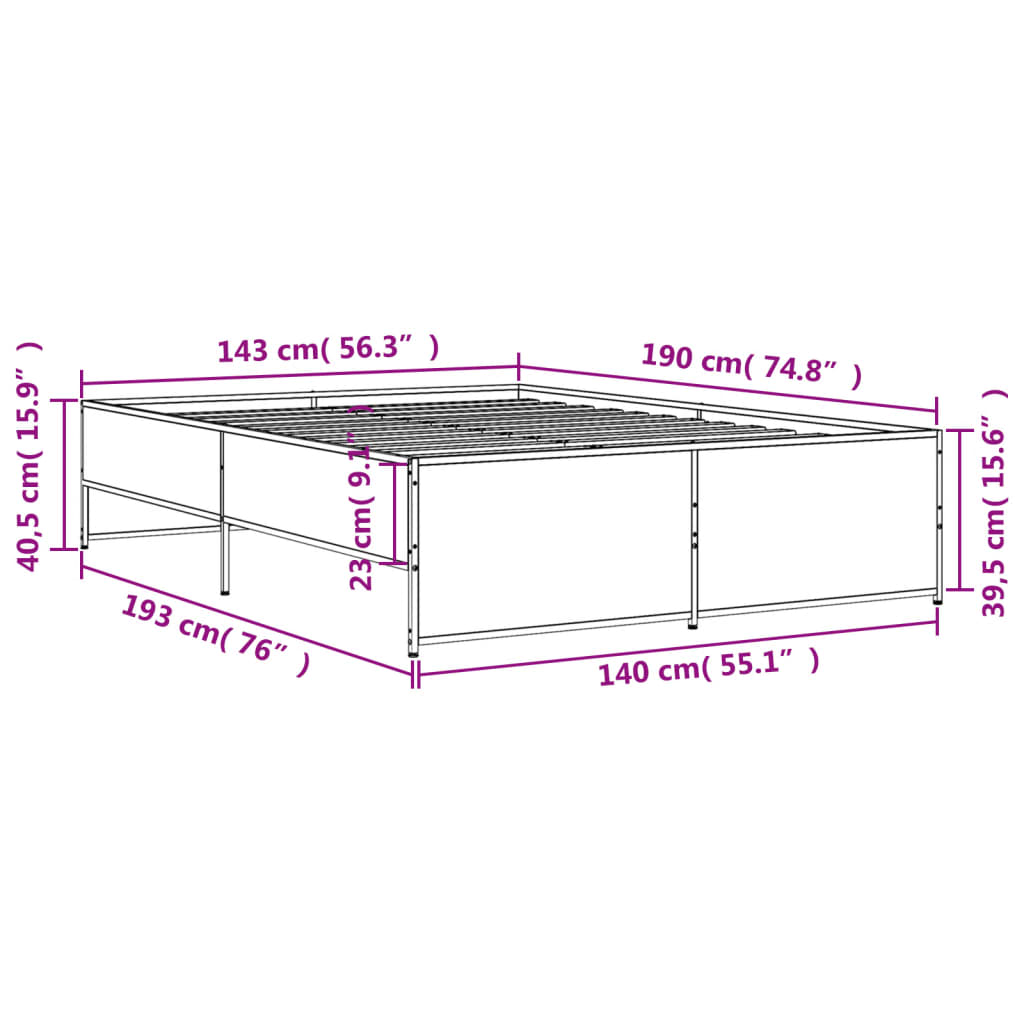 Giroletto Nero 140x190 cm in Legno Multistrato e Metallo | homemem39