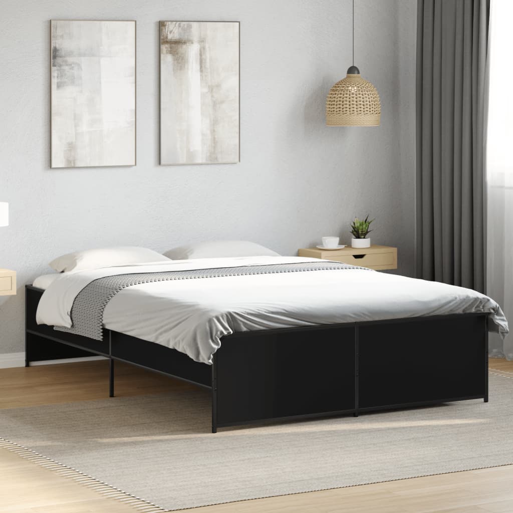 Giroletto Nero 140x190 cm in Legno Multistrato e Metallo | homemem39