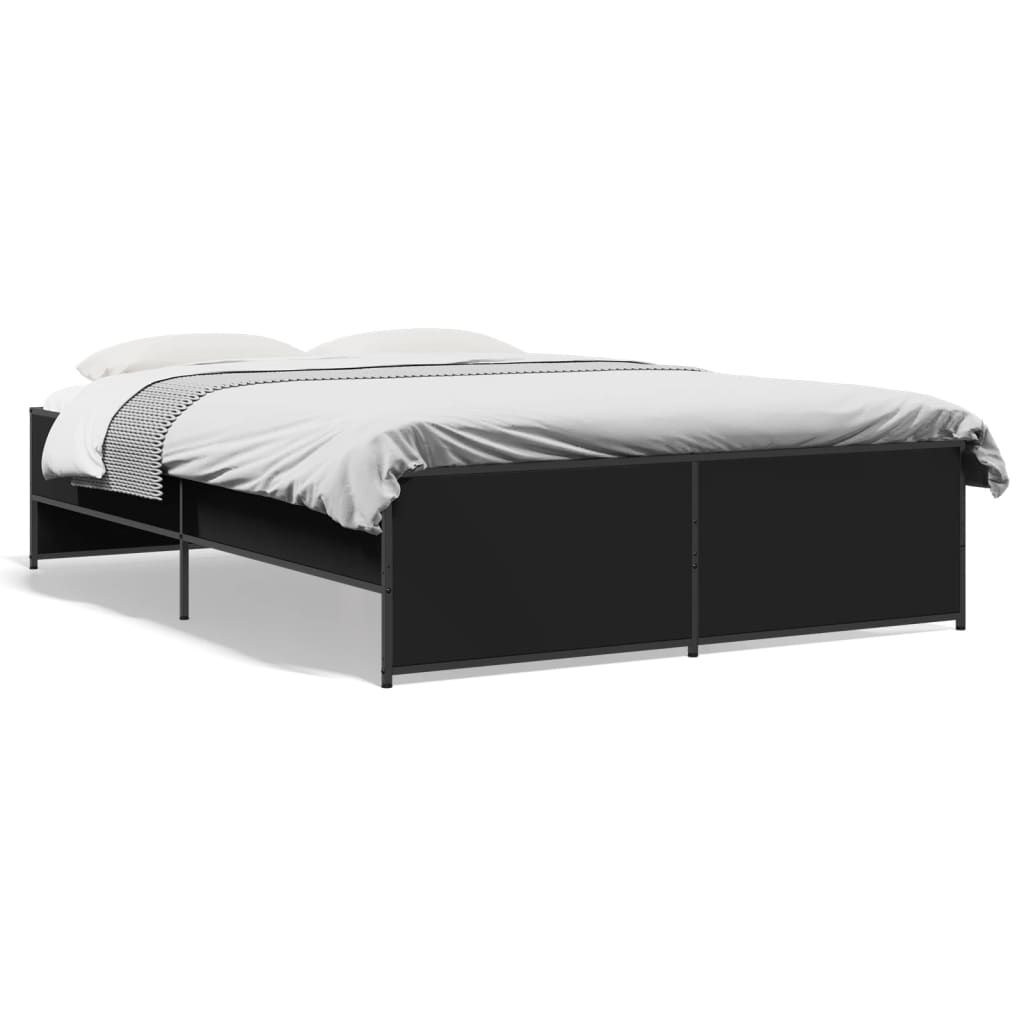 Giroletto Nero 135x190 cm in Legno Multistrato e Metallo | homemem39