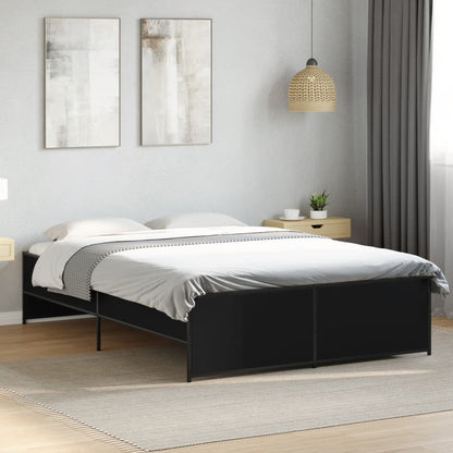 Giroletto Nero 135x190 cm in Legno Multistrato e Metallo | homemem39