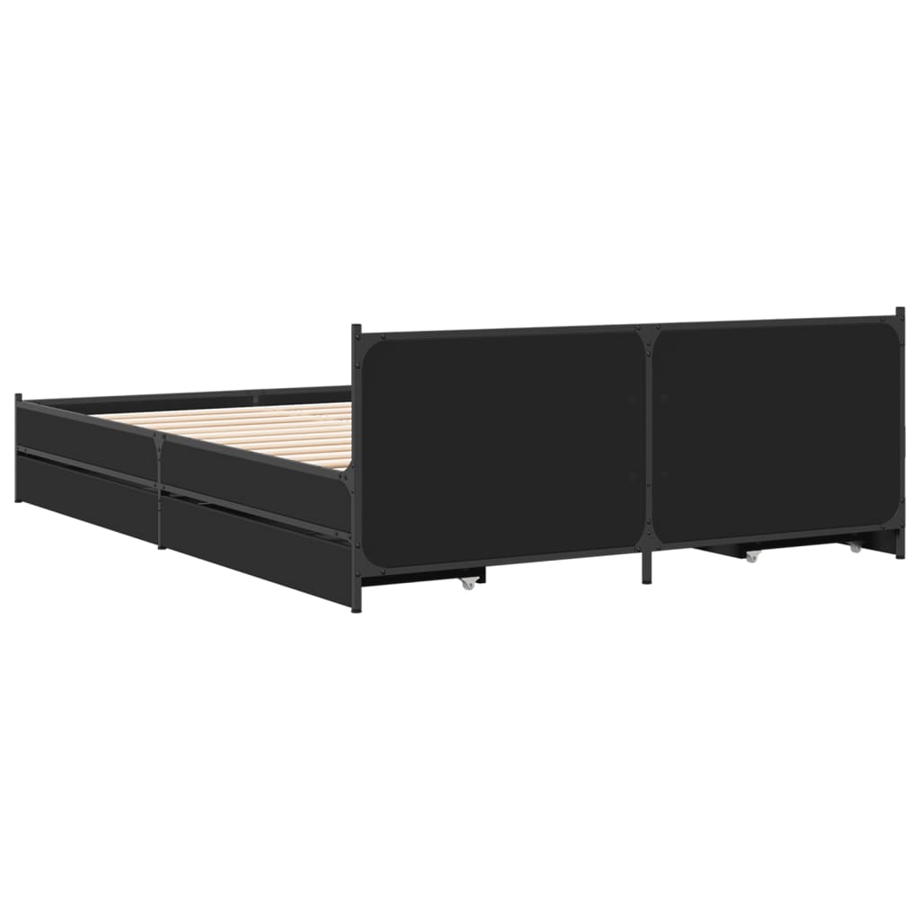 Giroletto con Cassetti Nero 135x190 cm in Legno Multistrato | homemem39