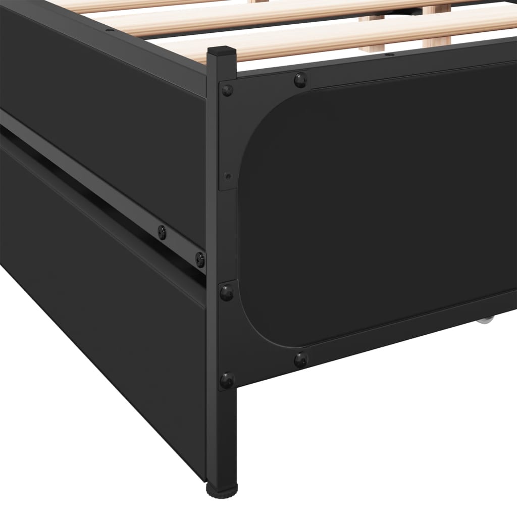 Giroletto con Cassetti Nero 135x190 cm in Legno Multistrato | homemem39