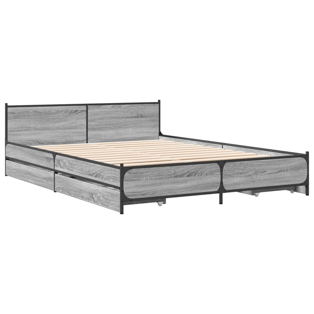 Giroletto Cassetti Grigio Sonoma 135x190 cm Legno Multistrato - homemem39