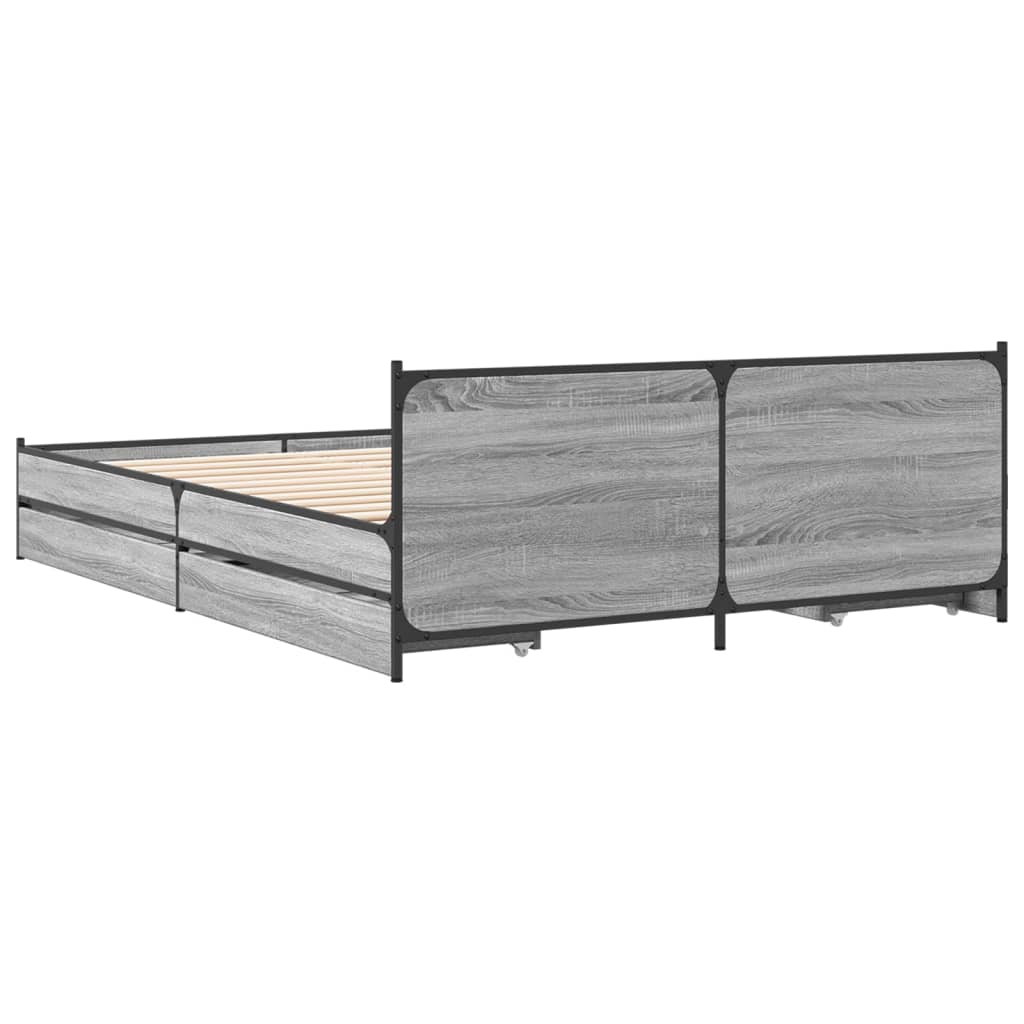 Giroletto Cassetti Grigio Sonoma 135x190 cm Legno Multistrato - homemem39