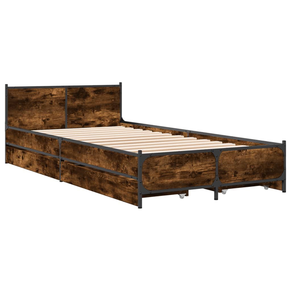 Giroletto con Cassetti Rovere Fumo 75x190 cm Legno Multistrato | homemem39