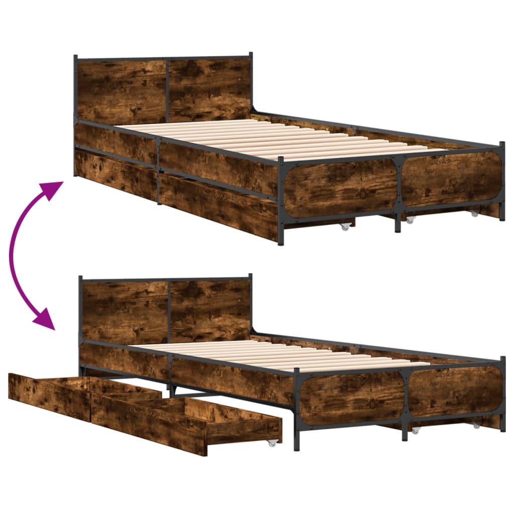 Giroletto con Cassetti Rovere Fumo 75x190 cm Legno Multistrato | homemem39