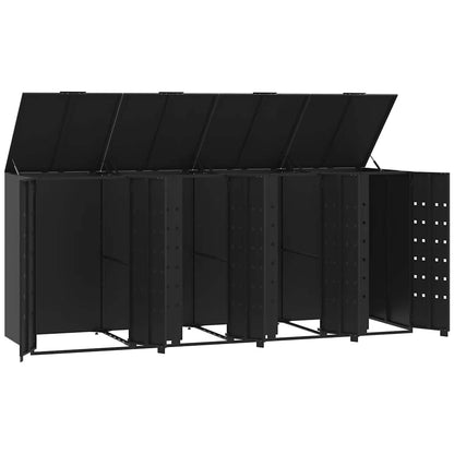 Copribidone con Ruote per 4 Bidoni Nera 276x79x117cm in Acciaio | homemem39