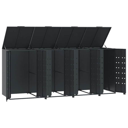 Copribidone con Ruote 4 Bidoni Antracite 276x79x117cm Acciaio | homemem39