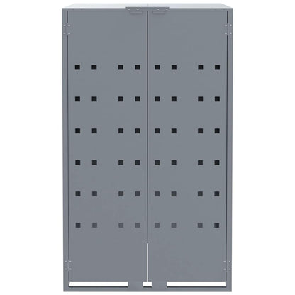 Copribidone con Ruote per 2 Bidoni Grigio 138x79x117cm Acciaio - homemem39