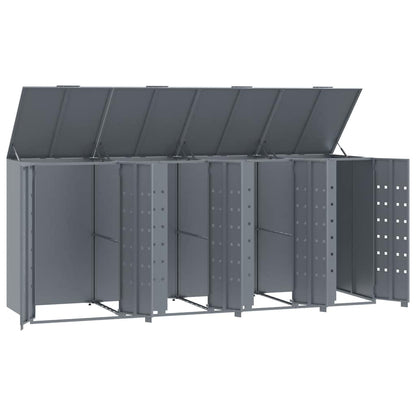 Copribidone con Ruote per 4 Bidoni Grigio 276x79x117cm Acciaio | homemem39