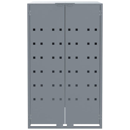 Copribidone con Ruote per 5 Bidoni Grigio 345x79x117cm Acciaio - homemem39