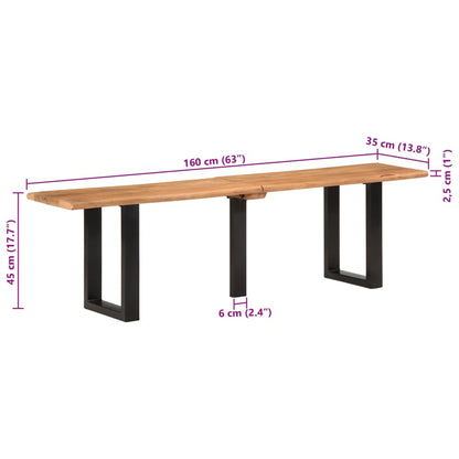 Panca 160 cm in Legno Massello di Acacia e Acciaio | homemem39