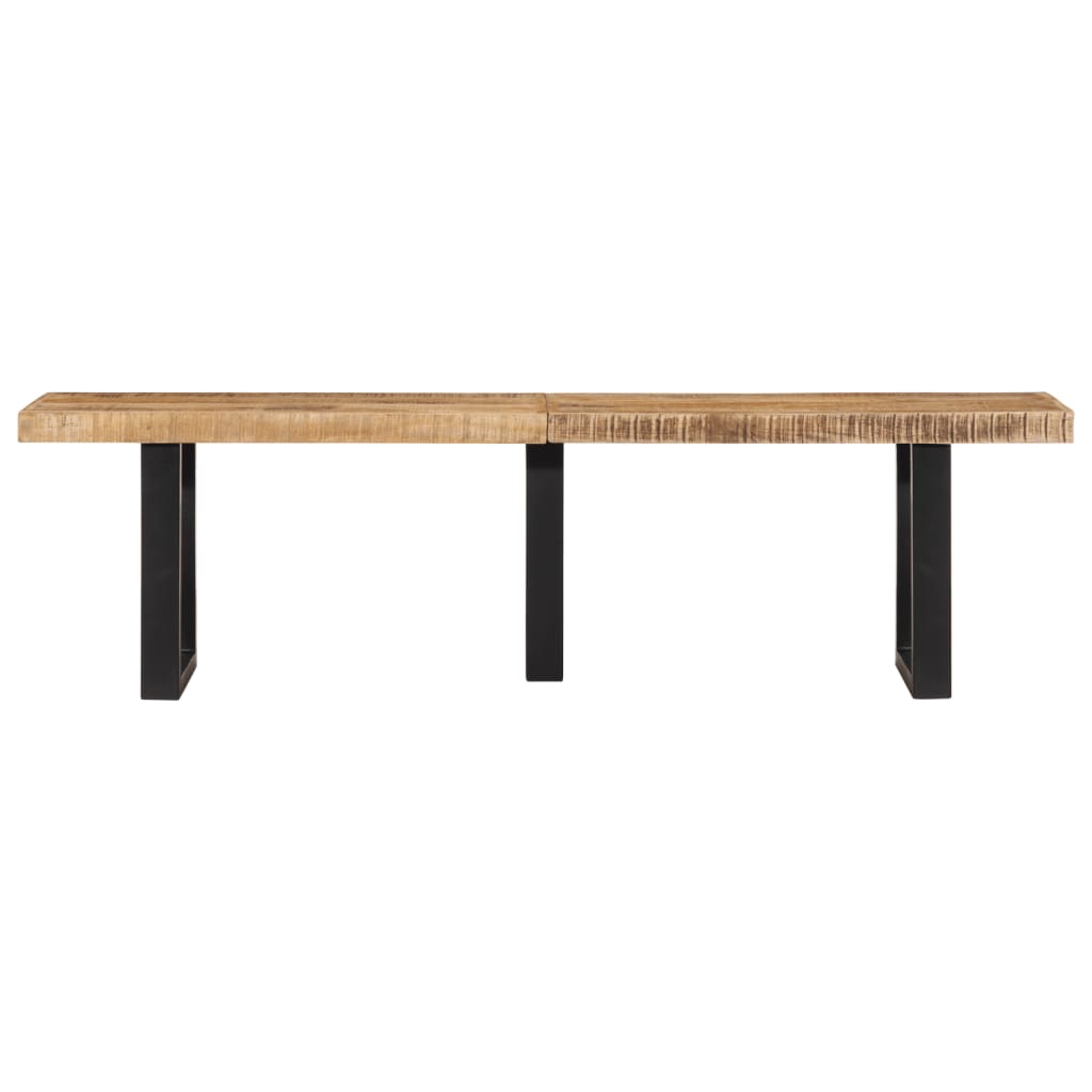 Panca 160 cm in Legno Massello di Mango Grezzo e Acciaio | homemem39