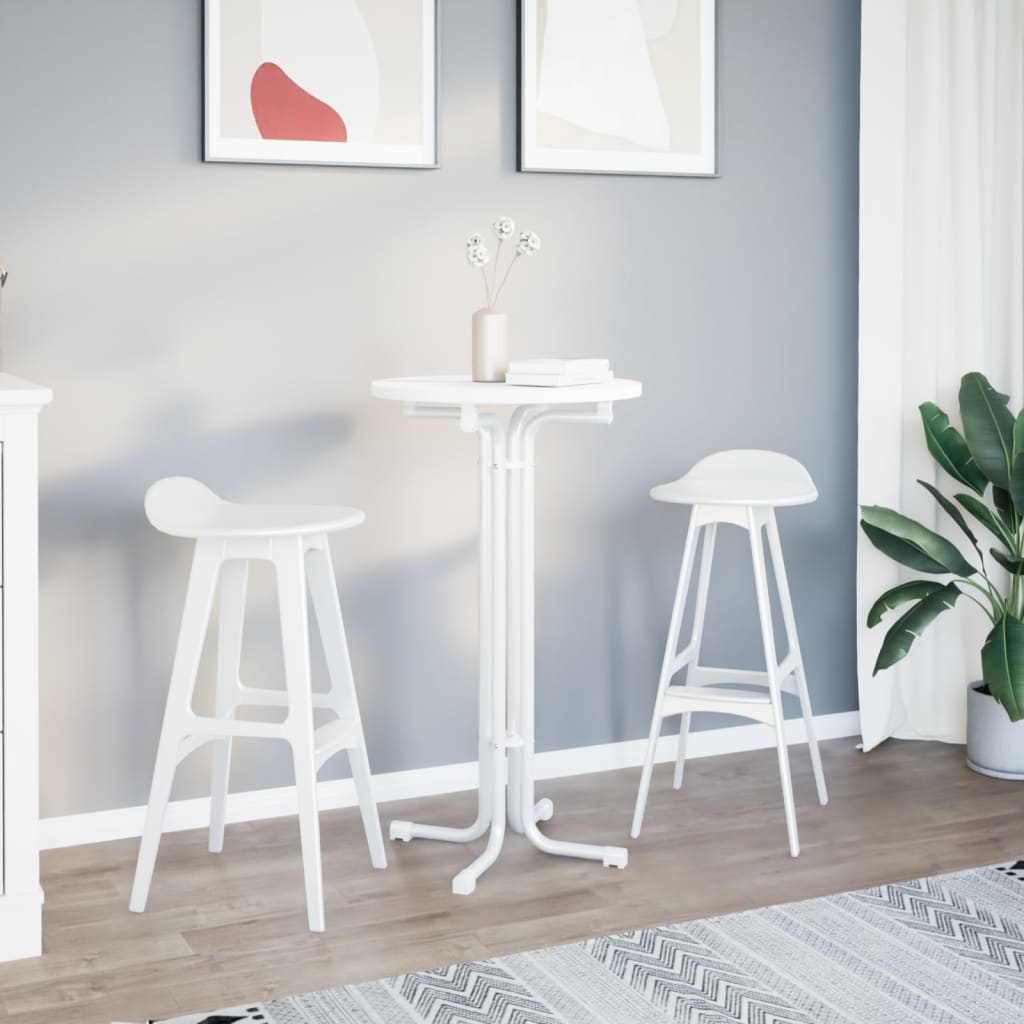 Tavolo da Bar Bianco Ø60x110 cm Legno Multistrato e Acciaio | homemem39