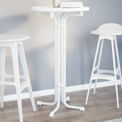 Tavolo da Bar Bianco Ø60x110 cm Legno Multistrato e Acciaio | homemem39
