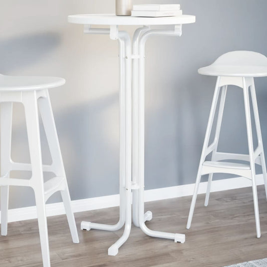 Tavolo da Bar Bianco Ø60x110 cm Legno Multistrato e Acciaio | homemem39