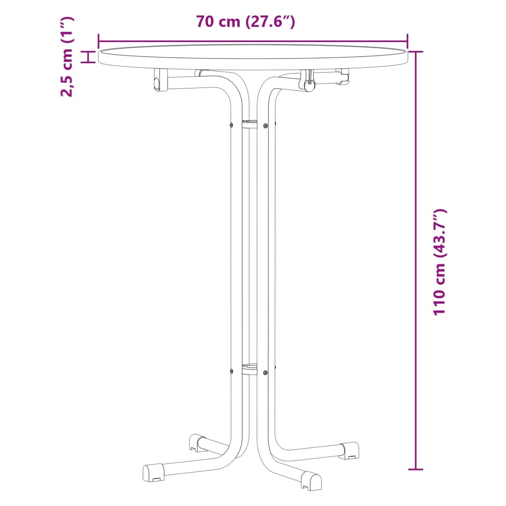 Tavolo da Bar Nero Ø70x110 cm Legno Multistrato e Acciaio | homemem39
