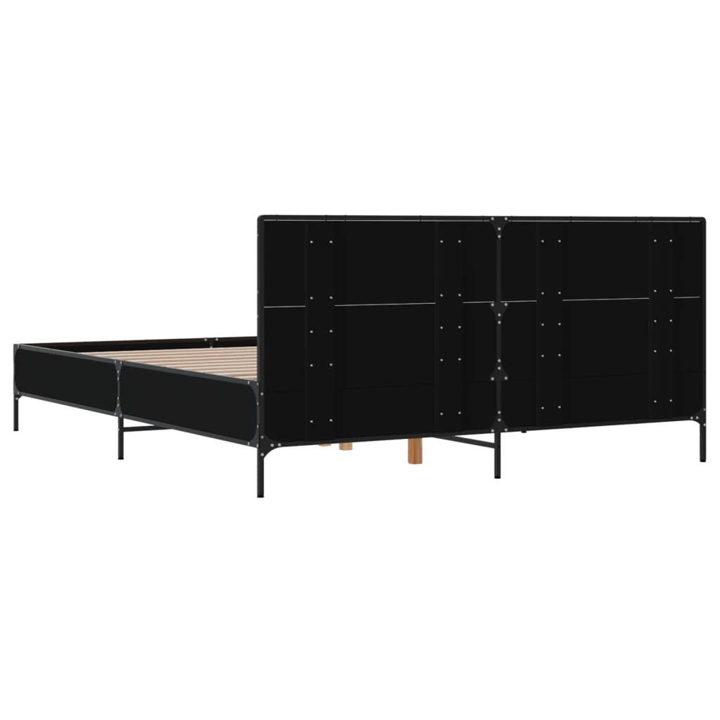 Giroletto Nero 120x200 cm in Legno Multistrato e Metallo | homemem39