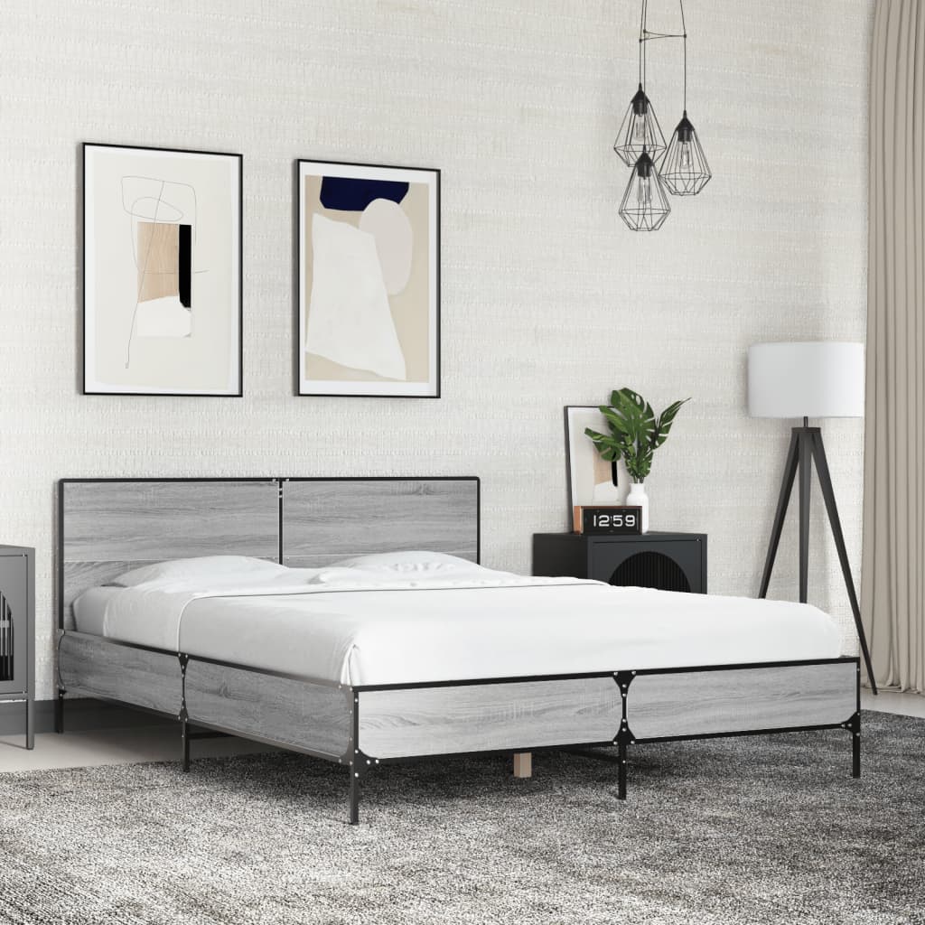 Giroletto Grigio Sonoma 120x200 cm in Legno Multistrato Metallo | homemem39