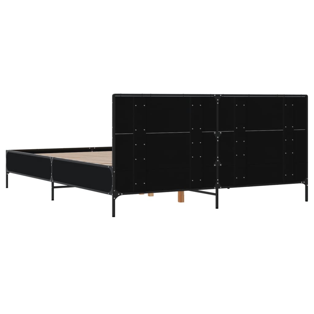 Giroletto Nero 140x200 cm in Legno Multistrato e Metallo | homemem39