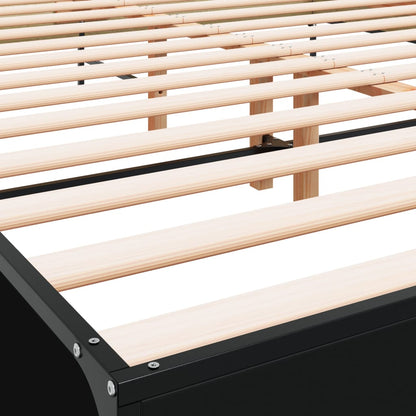 Giroletto Nero 140x200 cm in Legno Multistrato e Metallo | homemem39