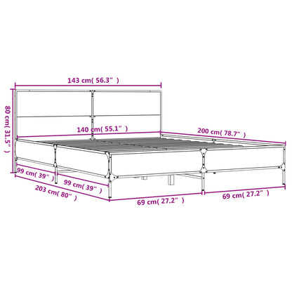 Giroletto Rovere Sonoma 140x200 cm in Legno Multistrato Metallo | homemem39