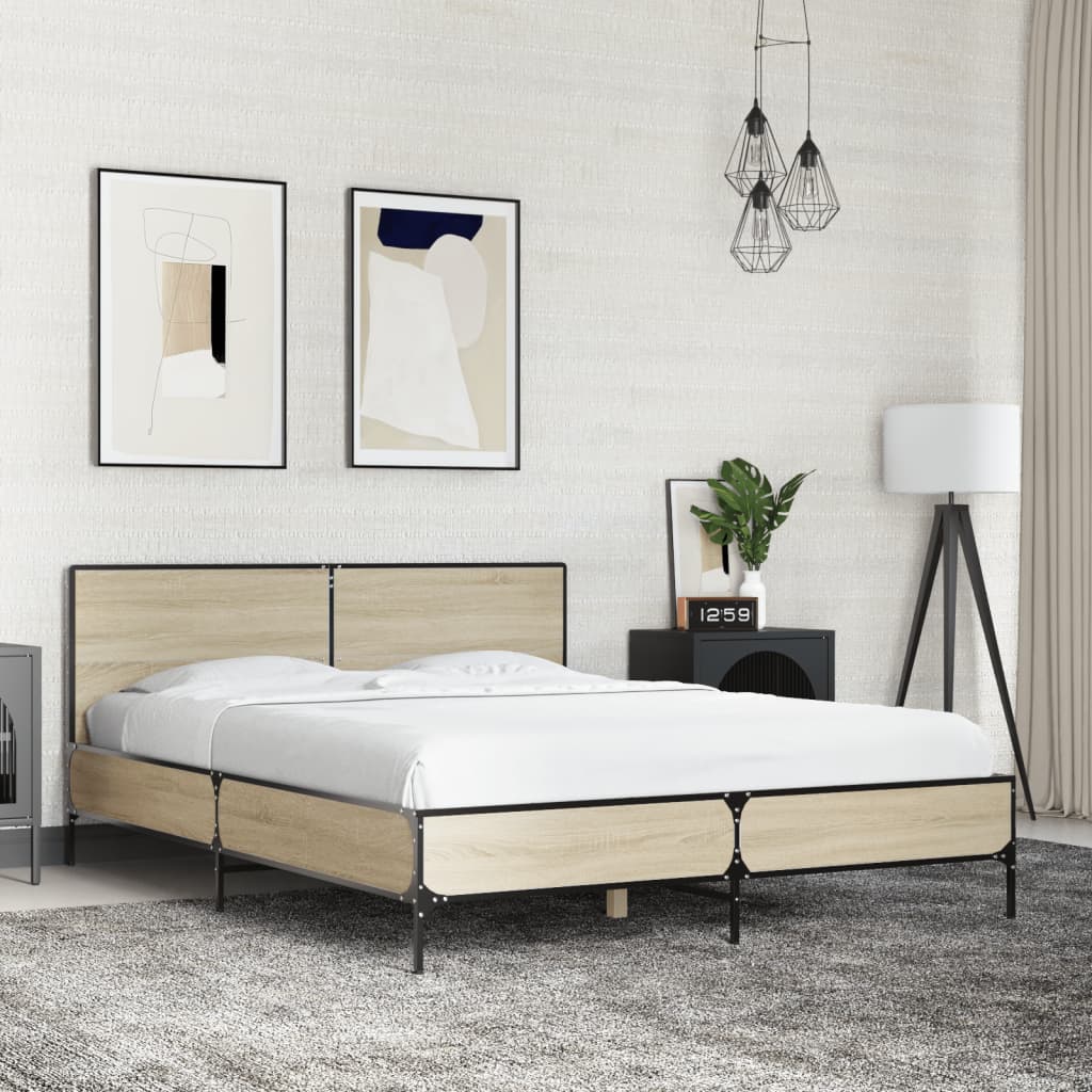 Giroletto Rovere Sonoma 140x200 cm in Legno Multistrato Metallo | homemem39