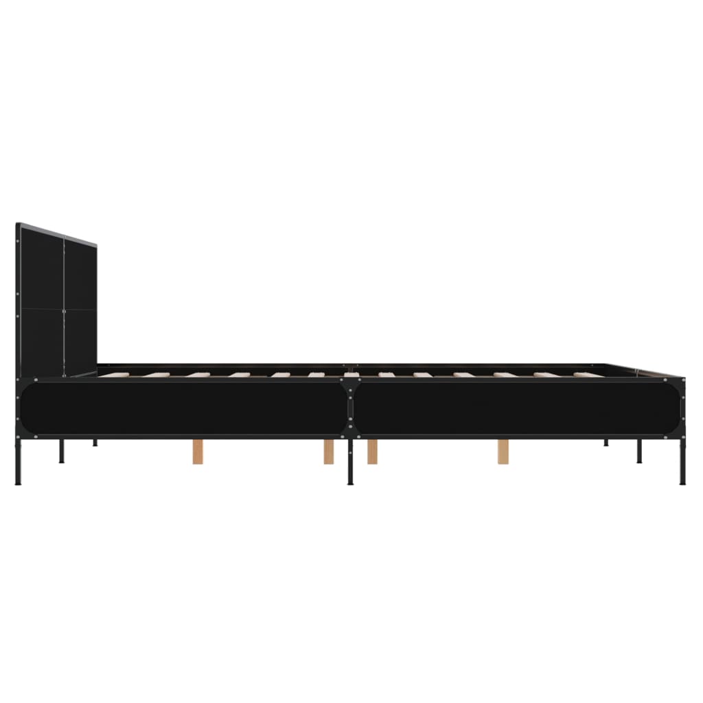 Giroletto Nero 150x200 cm in Legno Multistrato e Metallo - homemem39