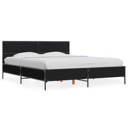 Giroletto Nero 160x200 cm in Legno Multistrato e Metallo | homemem39