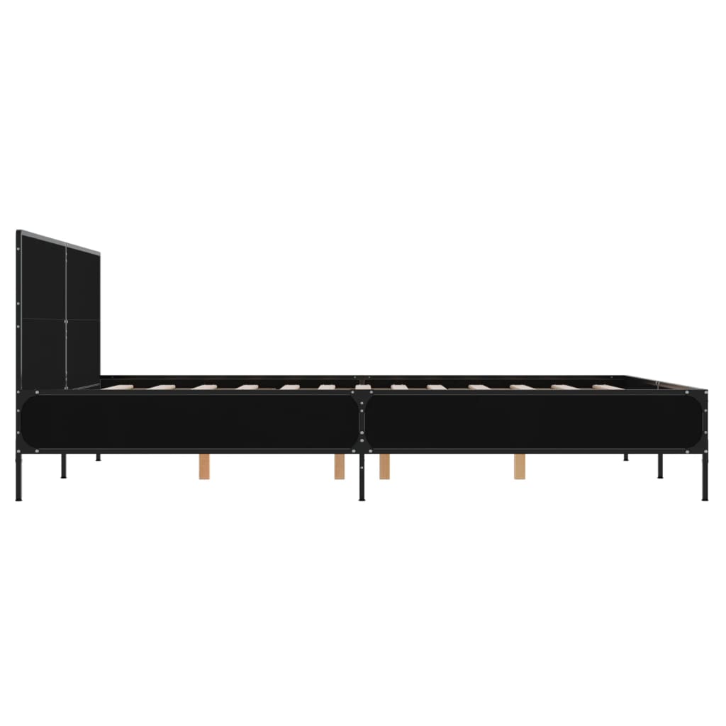Giroletto Nero 160x200 cm in Legno Multistrato e Metallo | homemem39