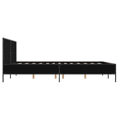 Giroletto Nero 160x200 cm in Legno Multistrato e Metallo | homemem39