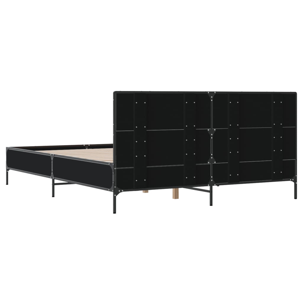 Giroletto Nero 160x200 cm in Legno Multistrato e Metallo | homemem39
