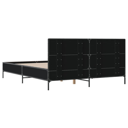 Giroletto Nero 160x200 cm in Legno Multistrato e Metallo | homemem39