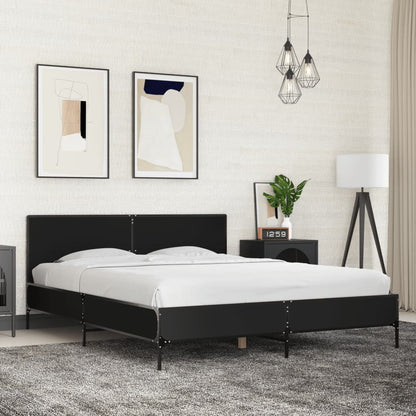 Giroletto Nero 160x200 cm in Legno Multistrato e Metallo | homemem39