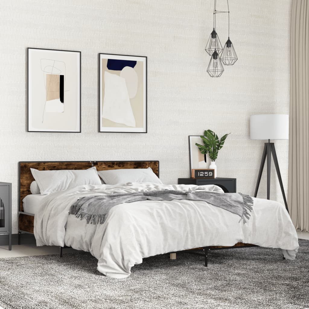 Giroletto Rovere Fumo 160x200 cm in Legno Multistrato Metallo | homemem39