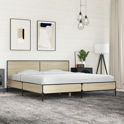Giroletto Rovere Sonoma 180x200 cm in Legno Multistrato Metallo | homemem39