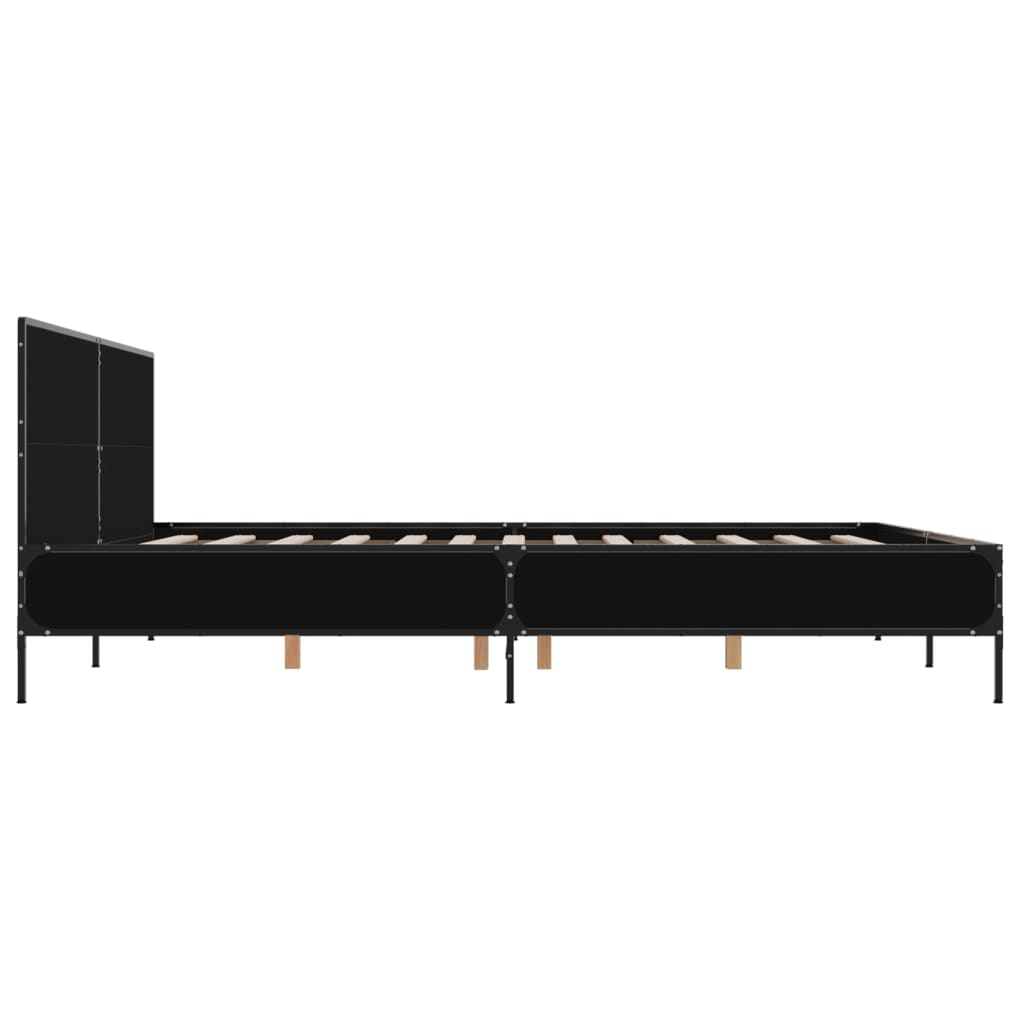 Giroletto Nero 200x200 cm in Legno Multistrato e Metallo - homemem39