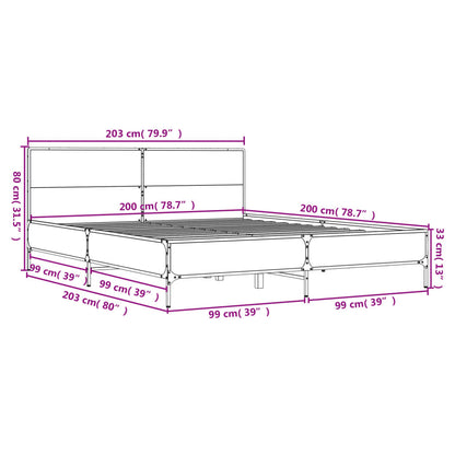 Giroletto Grigio Sonoma 200x200 cm in Legno Multistrato Metallo | homemem39