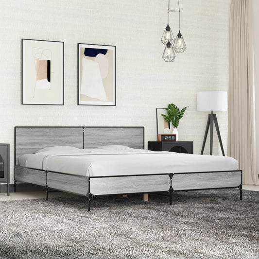 Giroletto Grigio Sonoma 200x200 cm in Legno Multistrato Metallo | homemem39