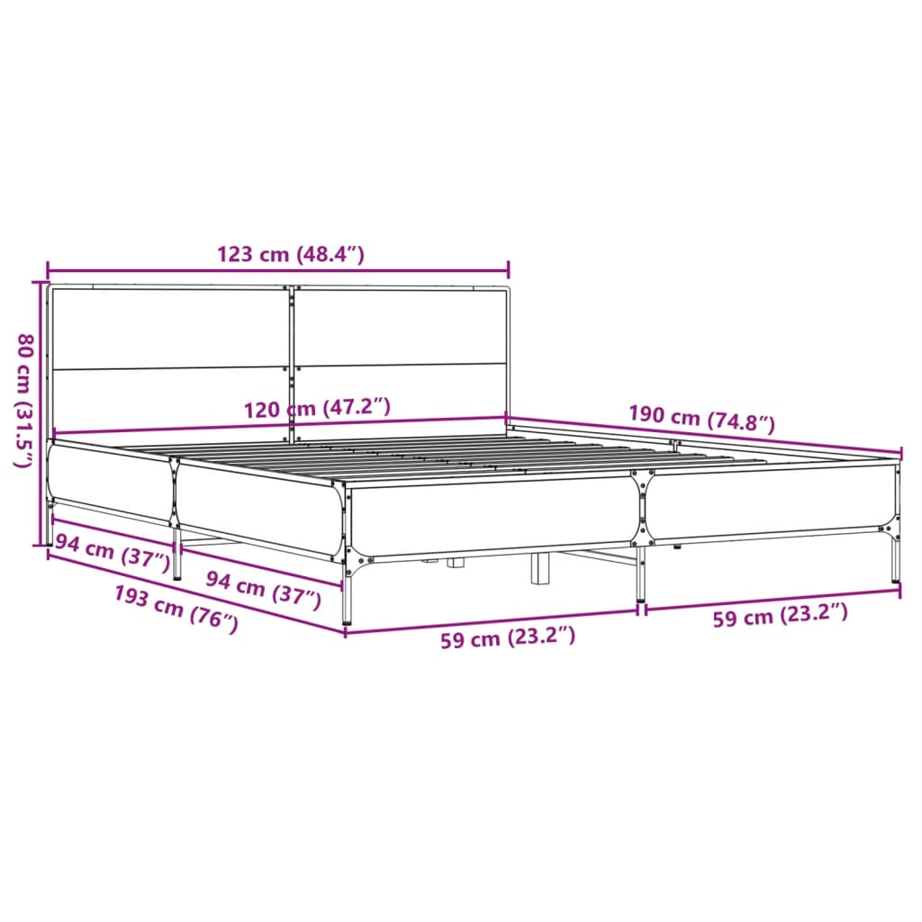 Giroletto Nero 120x190 cm in Legno Multistrato e Metallo | homemem39