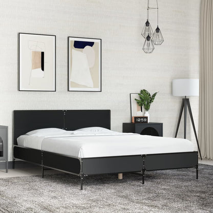 Giroletto Nero 120x190 cm in Legno Multistrato e Metallo | homemem39