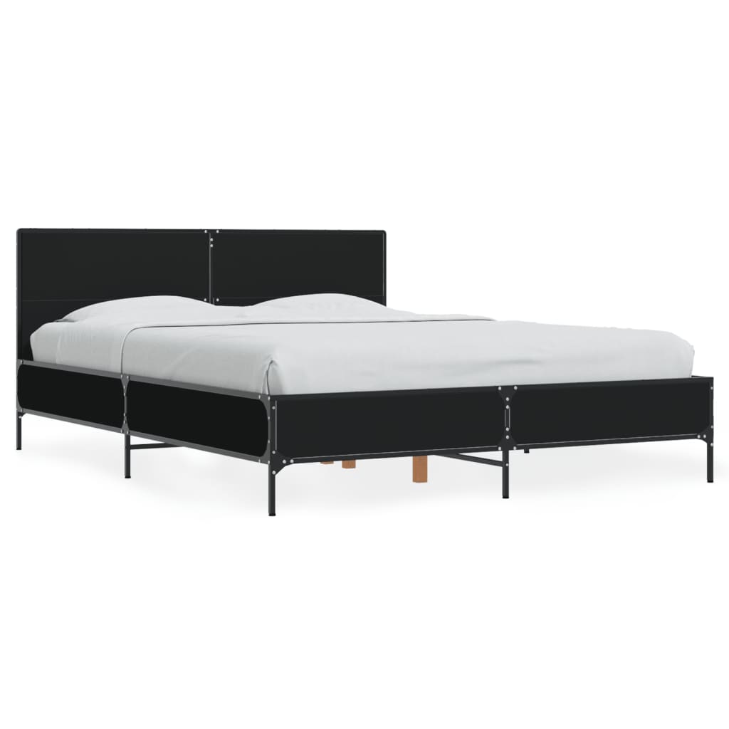 Giroletto Nero 135x190 cm in Legno Multistrato e Metallo | homemem39