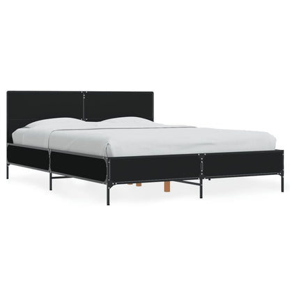 Giroletto Nero 135x190 cm in Legno Multistrato e Metallo | homemem39