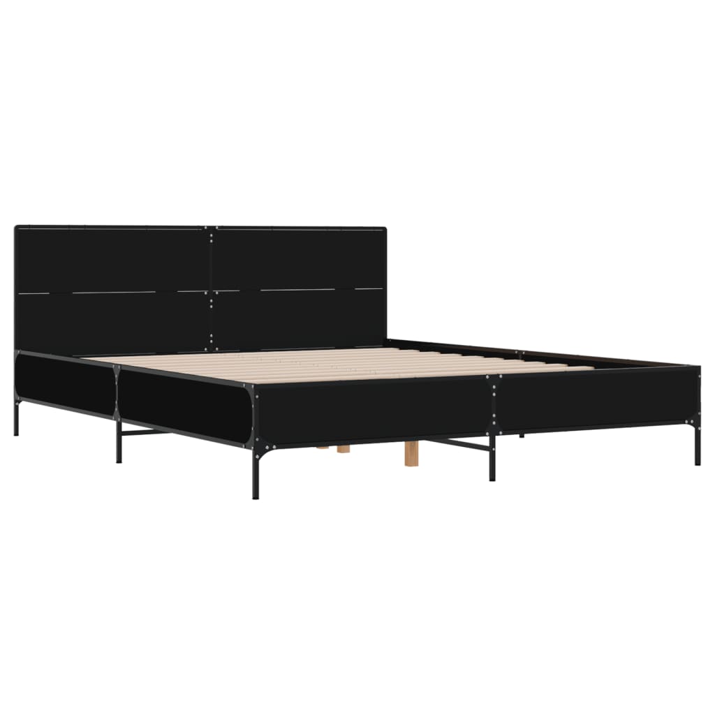 Giroletto Nero 135x190 cm in Legno Multistrato e Metallo | homemem39