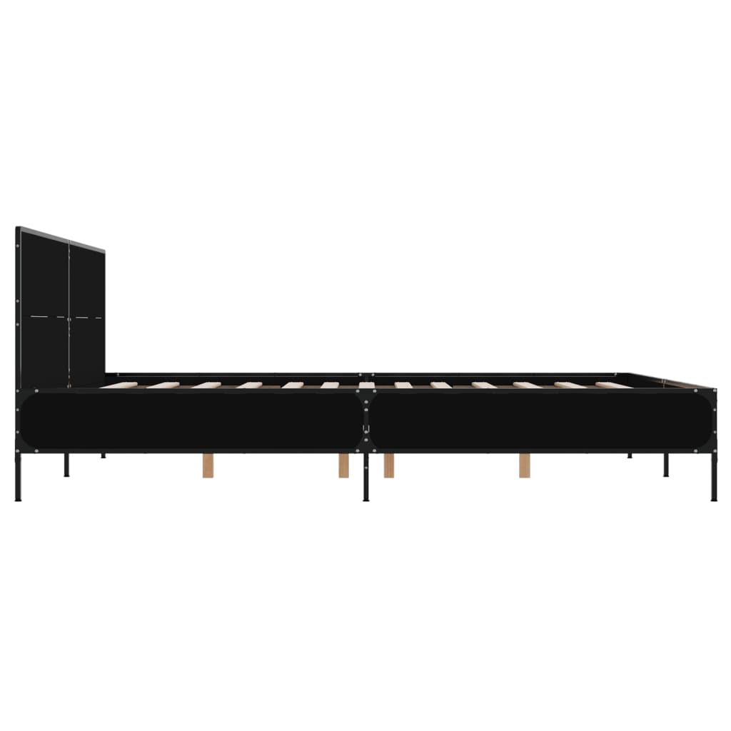 Giroletto Nero 135x190 cm in Legno Multistrato e Metallo | homemem39