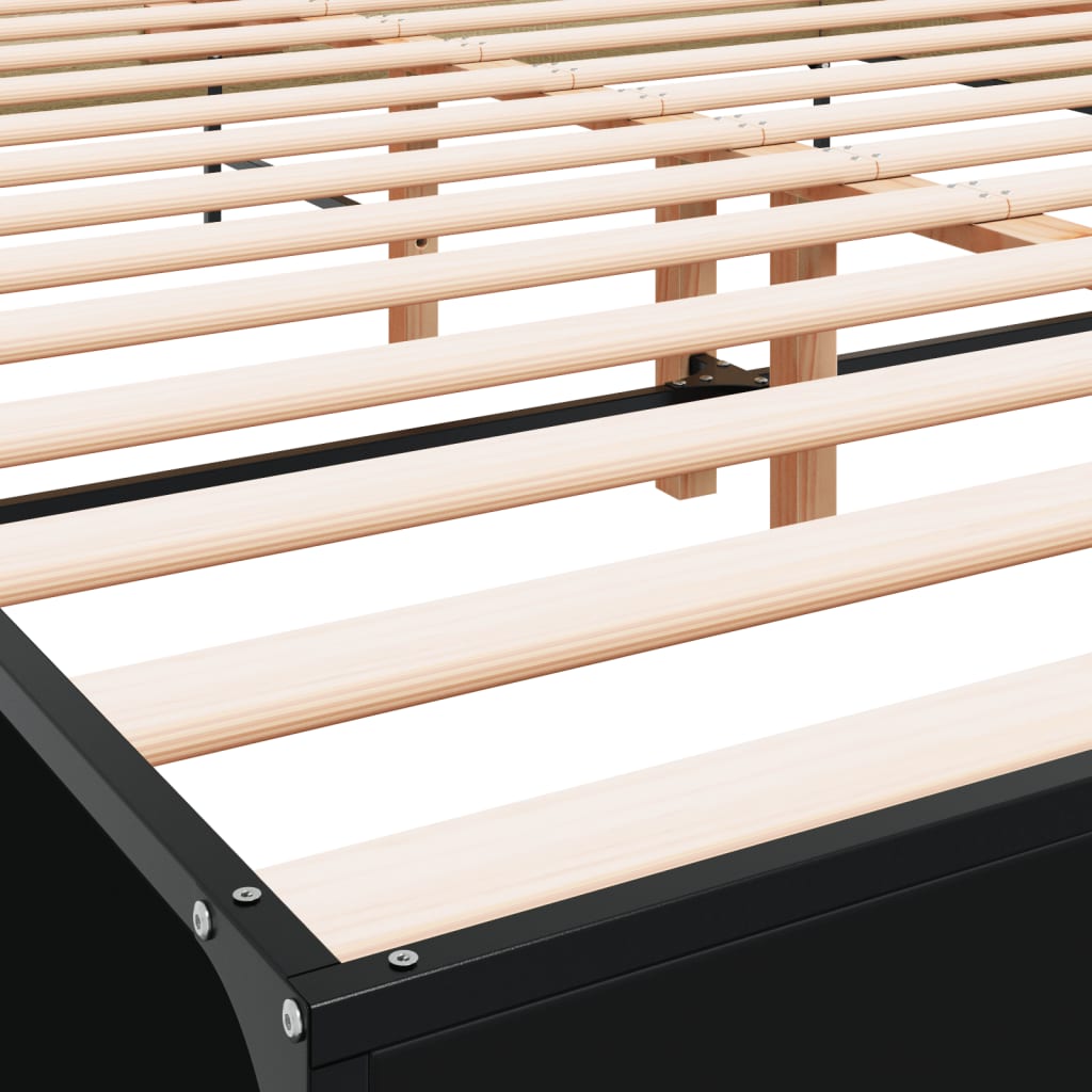 Giroletto Nero 135x190 cm in Legno Multistrato e Metallo | homemem39
