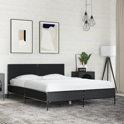 Giroletto Nero 135x190 cm in Legno Multistrato e Metallo | homemem39